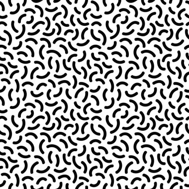 Curves. Black and white memphis pattern. 80s - 90s style. clipart