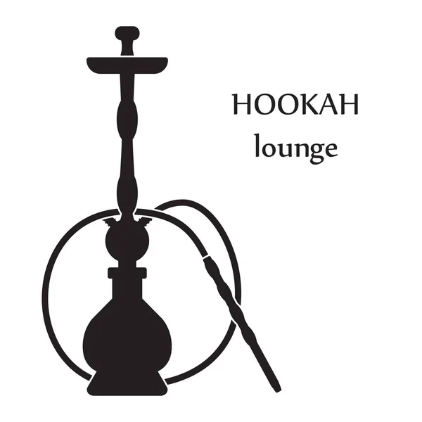 Hookah. Logotipo preto e branco. Sílhueta vetorial. Etiqueta Hookah, emblema —  Vetores de Stock