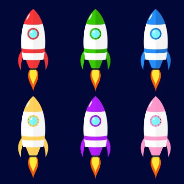 Vektör düz roketler kümesi