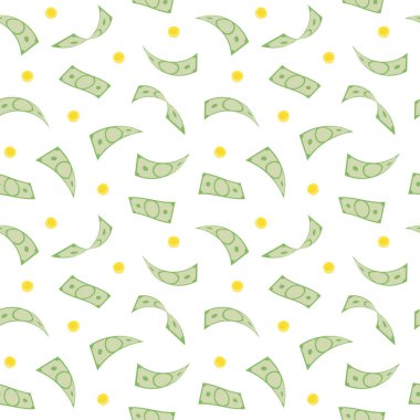 Para yağmur. Düşen dolar ve para ile Seamless Modeli.