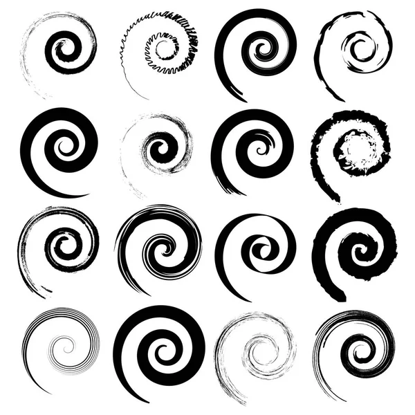 Conjunto de espirales vectoriales aisladas sobre fondo blanco. Elementos gráficos . — Archivo Imágenes Vectoriales