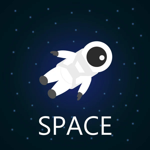 Astronaut în spaţiu. Vector personaj de desene animate pe fundal întunecat — Vector de stoc