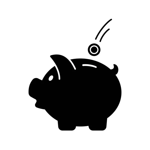 Sparschwein mit fallender Münze. Spardose. Vektorsymbol. Geld sparen. — Stockvektor