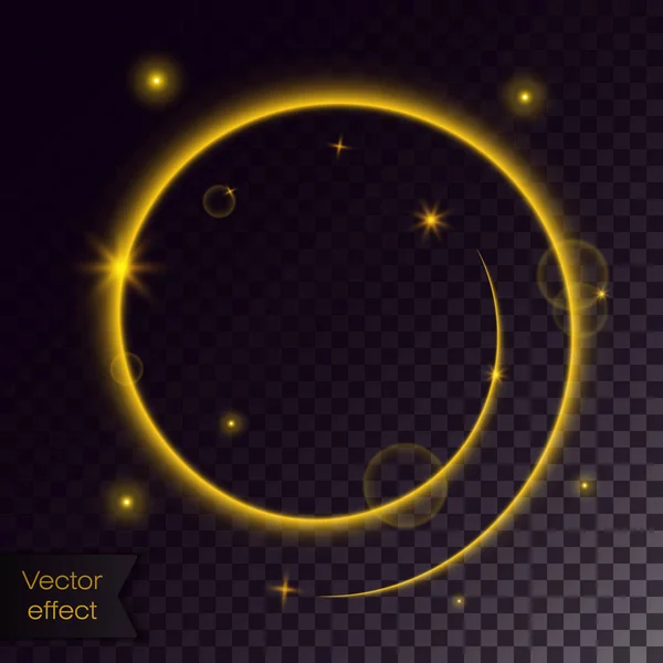 Espiral de oro brillante. Remolino de estrellas. Huella de brillo brillante. Efecto vectorial . — Archivo Imágenes Vectoriales