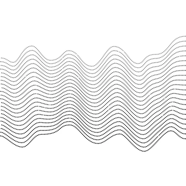 Гладкие серые волны. Абстрактные векторные пунктирные линии. Эффект смешивания. Черное и белое — стоковый вектор