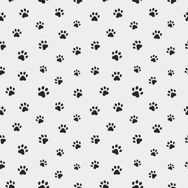 Cat paw track. Seamless animal pattern of paw footprint. Vector — Stock Vector