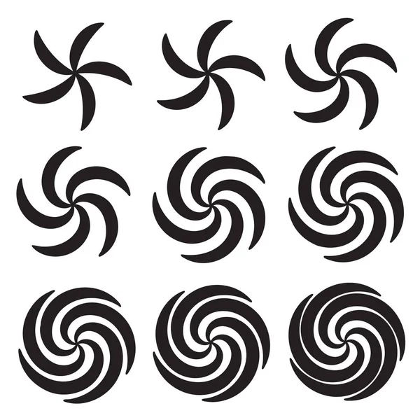 Set of vector spirals isolated on white background. Graphic elements. — Stock Vector