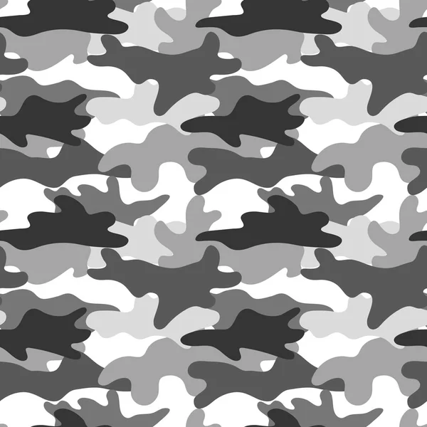 Black and white camouflage. Masking camo. Classic clothing print. Vector seamless pattern. — Stock Vector