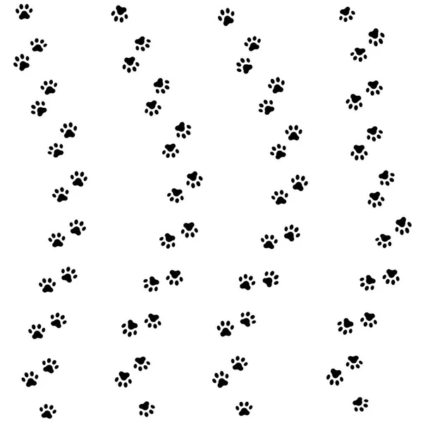 Cat paw track. Seamless animal pattern of paw footprint. Vector — Stock Vector