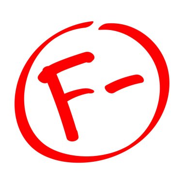 Başarısız. Sınıf sonuçlar F-. Elle çizilmiş vektör sınıfta ile eksi daire.