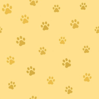 Köpek pençe parça. Pençe ayak izi kesintisiz hayvan deseni. Vektör