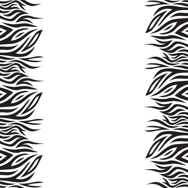 Fond vectoriel noir et blanc avec rayures. Le style Boho. Cadre de feuilles graphiques . — Image vectorielle
