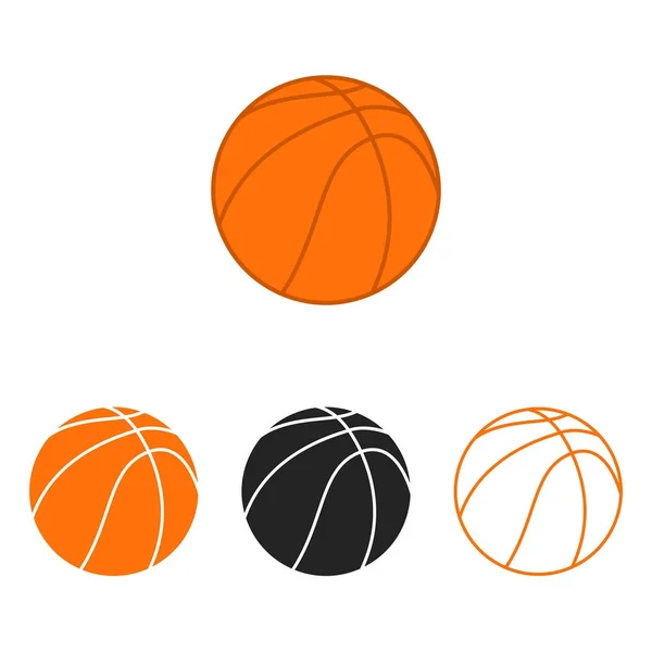 Pallacanestro. Silhouette vettoriali di palle da basket. Icone vettoriali isolate su sfondo bianco. Collezione vettoriale piatta . — Vettoriale Stock