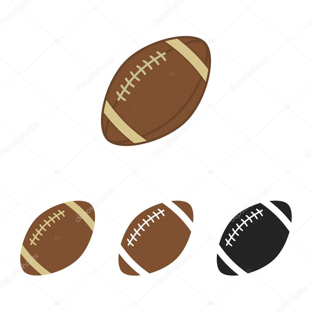 American football set. Ball for american football. Vector silhouettes of a rugby balls. Vector icons isolated on white background. Vector collection in flat style.