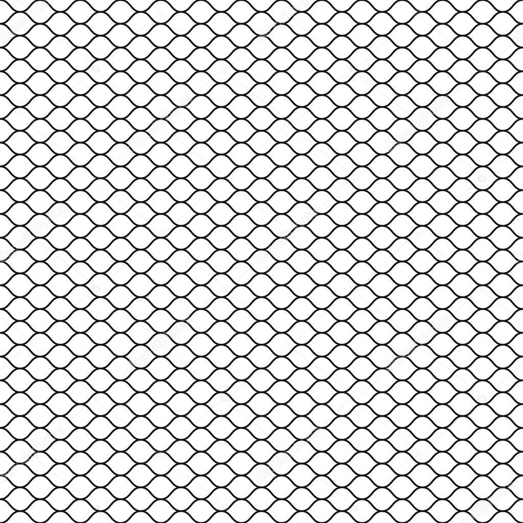 Wired fence. Chain link fence. Fish net. Net seamless pattern. Rope net vector silhouette. Fisherman hunting net.