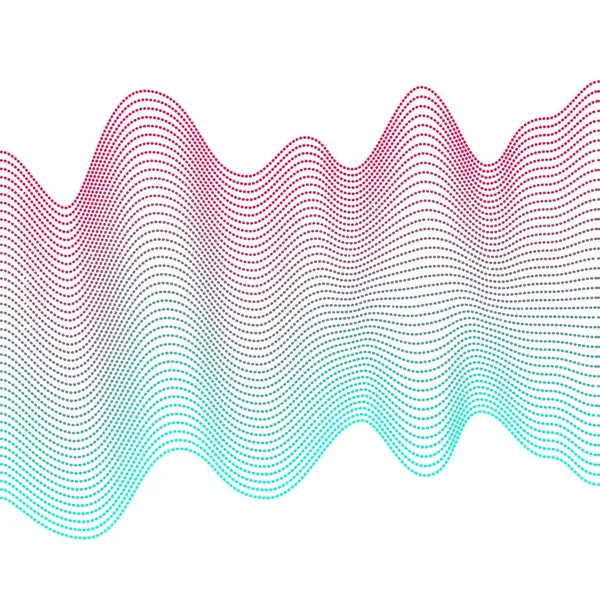 Gładkie fale kolorowy na białym tle. Abstrakcja vector wykropkowanej linii. Mieszanka efekt. Różowy i niebieski fala — Wektor stockowy