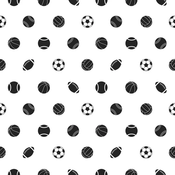 Бесшовный рисунок со спортивными мячами. Векторная иллюстрация . — стоковый вектор