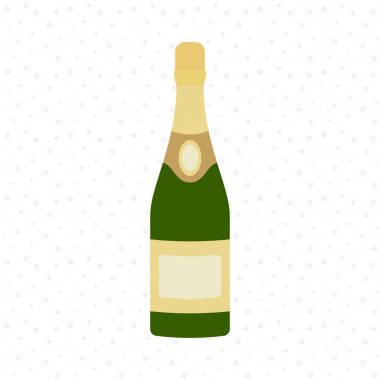 Açılmamış şampanya şişesi. Vektör simgesi. Şerefe. Kutlama. Tatil tost. Düz