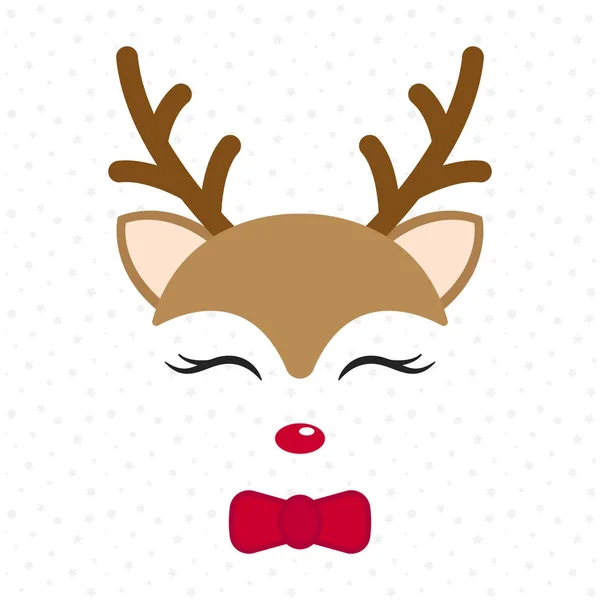 Carina la renna. Un cervo. Buon Natale personaggio cartone animato. Ragazzo con papillon . — Vettoriale Stock