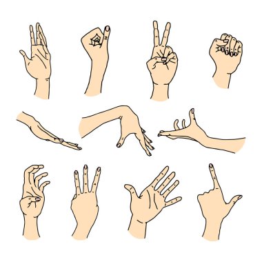 El jestleri koleksiyonu kontur - vektör