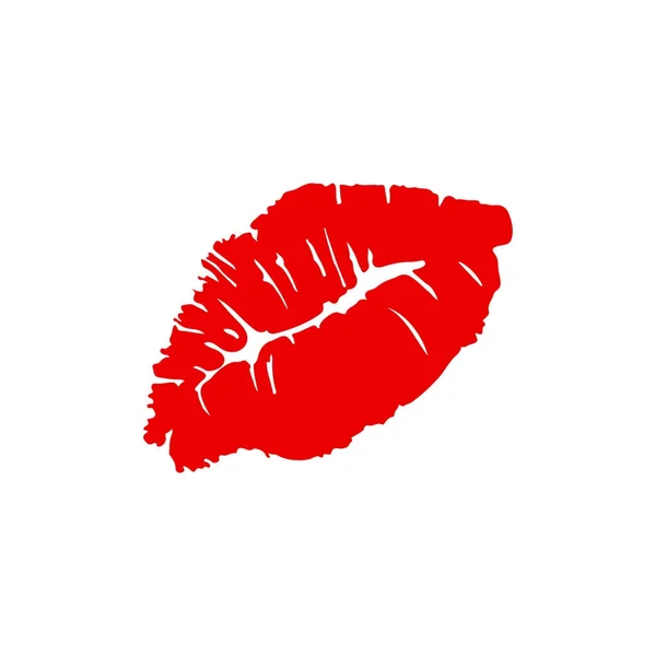 Beso de labios. Los labios rojos femeninos. Día de San Valentín. Vector — Archivo Imágenes Vectoriales