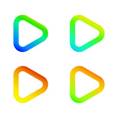 Yürüt düğmesi. Daire degrade simgesi. Web için izole işareti. Vektör set