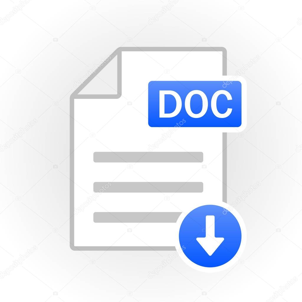 DOC icon isolated. File format. Vector