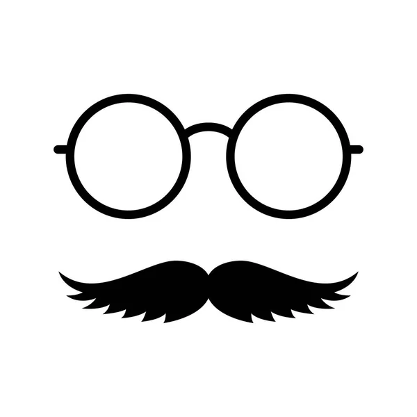 Objetos fotográficos. Cara de hombre con gafas y bigote. Caballeros. Detective. Vector — Archivo Imágenes Vectoriales