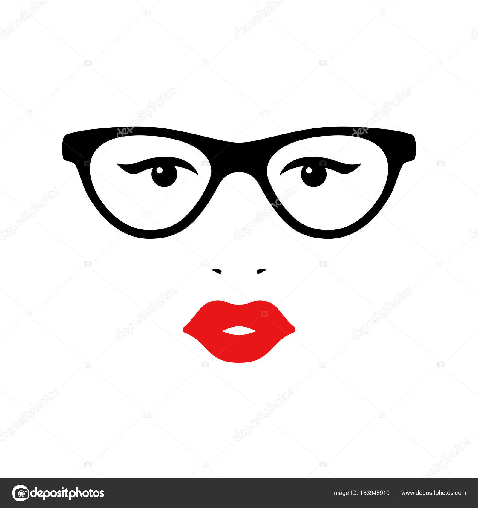 Download Retro lady with glasses. Woman face. Boutique concept ...