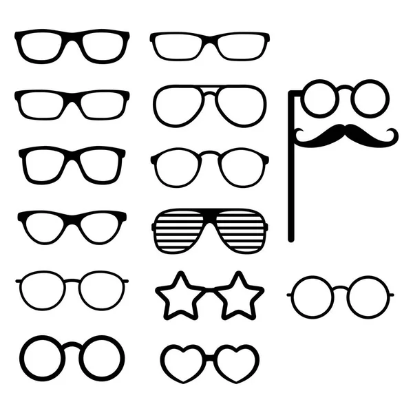 Ensemble de verres vectoriels. Des accessoires photo. Style hippie. Différents types de lunettes. Vecteur — Image vectorielle