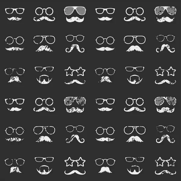 Retro nahtlose Muster mit Gesichtern. strukturierte Männergesichter mit Brille und Schnurrbart. Gentleman. Detektiv. Vektor — Stockvektor