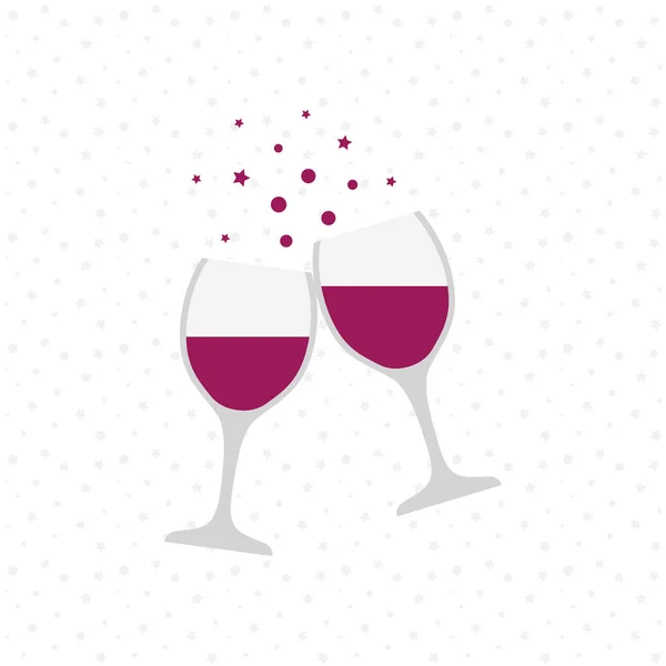 Due bicchieri di vino. Vino rosso. Alla salute. Festeggiamenti. Brindisi per le vacanze . — Vettoriale Stock
