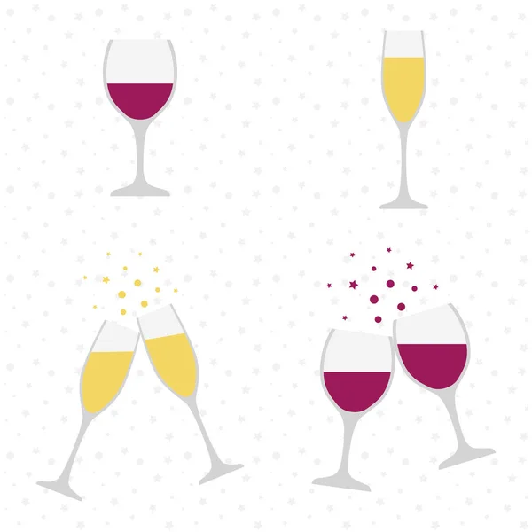 Champagne och vin glasögon. Skål. Firandet. Holiday toast. — Stock vektor