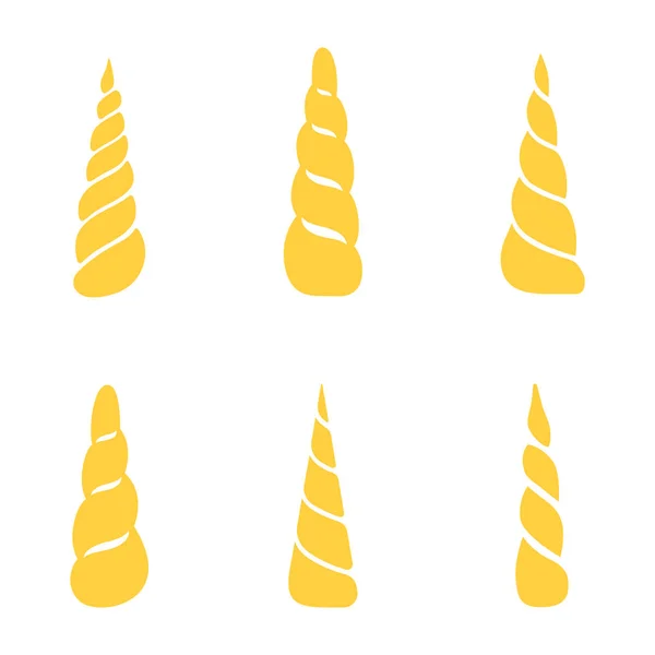 Collection of unicorn horns isolated on white background. Vector — Stock Vector