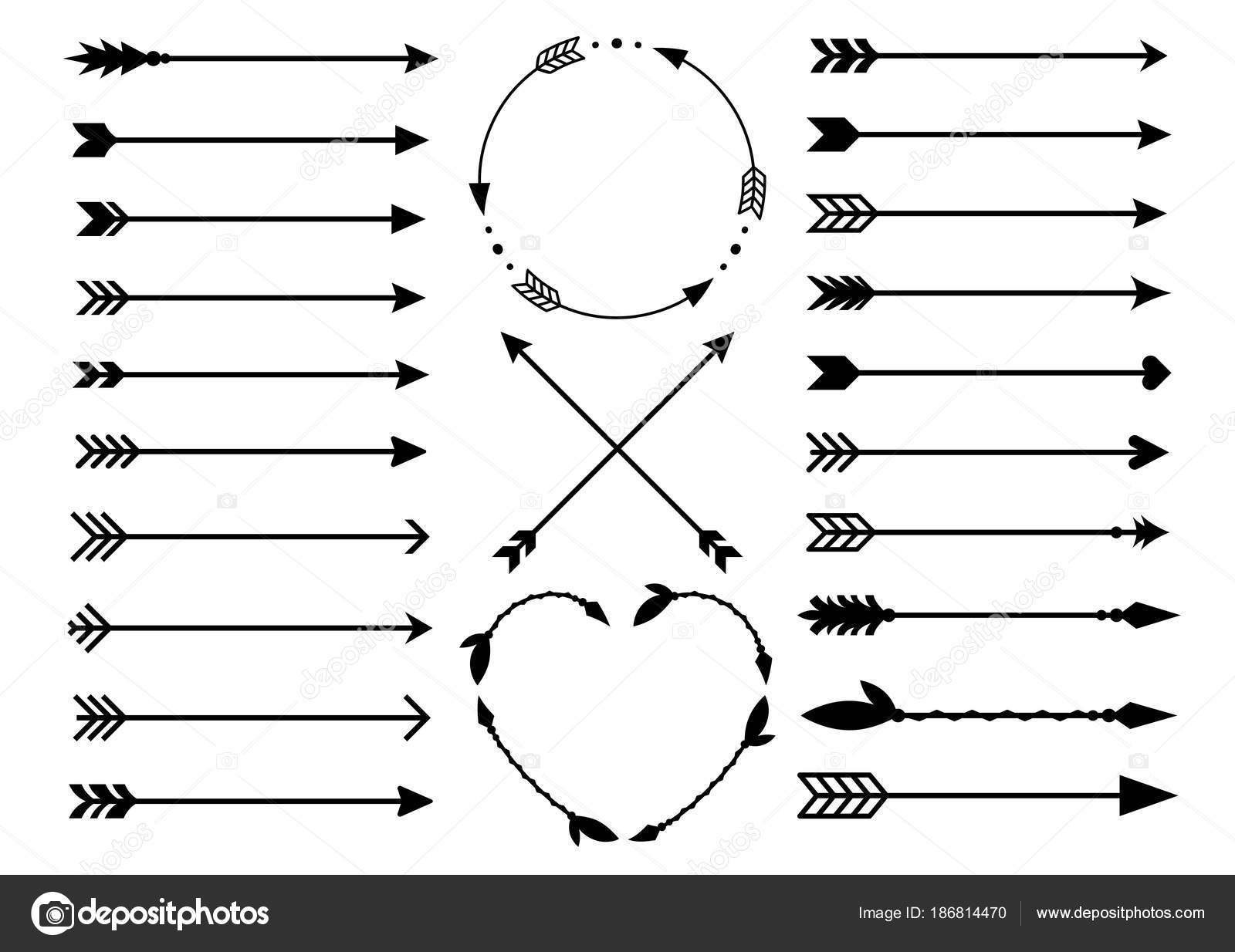 Download Hipster arrows. Arrows in boho style. Criss cross tribal arrows. Circle and heart monograms. Set ...