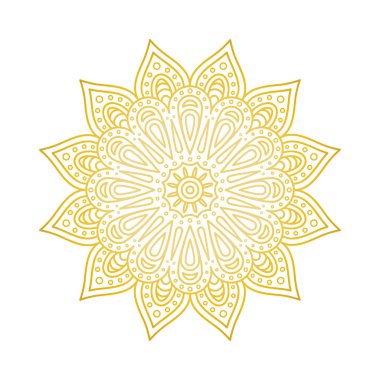 Mandala desen. Altın çiçek mandala. Dekoratif yuvarlak süsleme. Islam, Arapça, Indian, Fas, Osmanlı motifleri. Boyama kitabı sayfası. Vektör