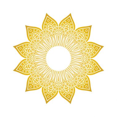 Mandala desen. Daire monogram. Altın çiçek mandala. Dekoratif yuvarlak süsleme. Islam, Arapça, Indian, Fas, Osmanlı motifleri. Boyama kitabı sayfası. Vektör