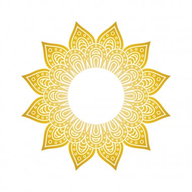Mandala desen. Daire monogram. Altın çiçek mandala. Dekoratif yuvarlak süsleme. Islam, Arapça, Indian, Fas, Osmanlı motifleri. Boyama kitabı sayfası. Vektör