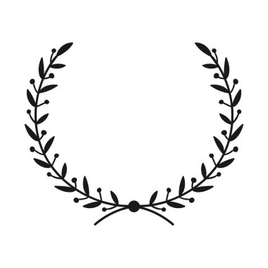 Defne çelengi. Elle çizilmiş vektör yuvarlak çerçeve davetiye, tebrik kartları, tırnak, logolar, posterler ve daha fazlası için. Vektör