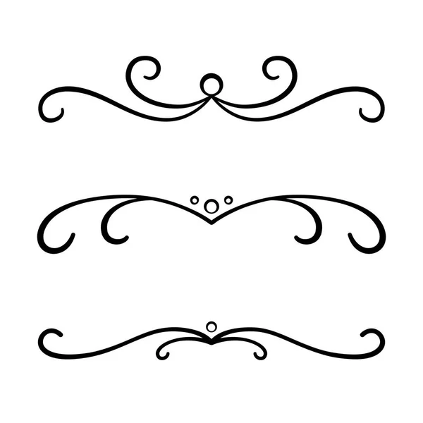 手工绘制的文本分隔符和复古元素。用于邀请和婚礼设计的漩涡和分隔线. — 图库矢量图片
