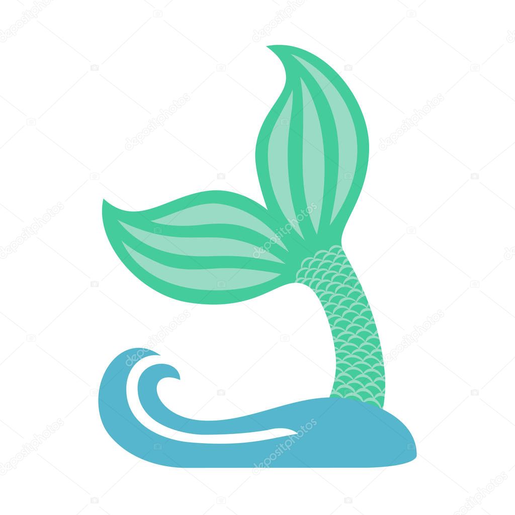 Download Mermaid tail with wave. Silhouette of whale tail icon ...