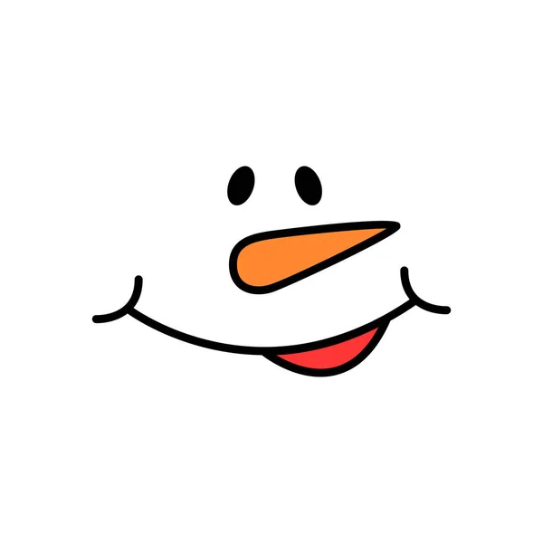 Mignon visage de bonhomme de neige - vecteur. Un bonhomme de neige. Illustration vectorielle isolée . — Image vectorielle