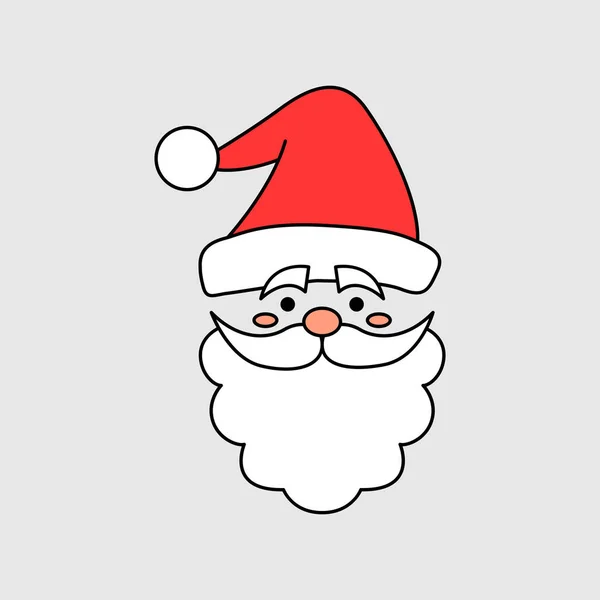 Weihnachtsmann-Gesicht mit Bart und Schnurrbart - Vektor-Symbol. Weihnachtsmann mit rotem Hut. Vektorillustration — Stockvektor