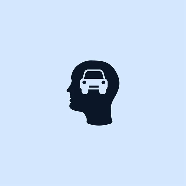Head and car icon — Stock Vector