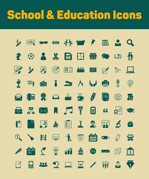 Conjunto de iconos escolares y educativos — Vector de stock