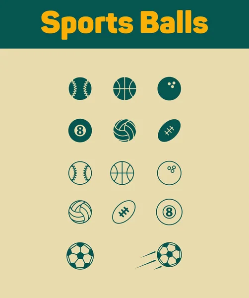 Bolas de deporte iconos — Vector de stock