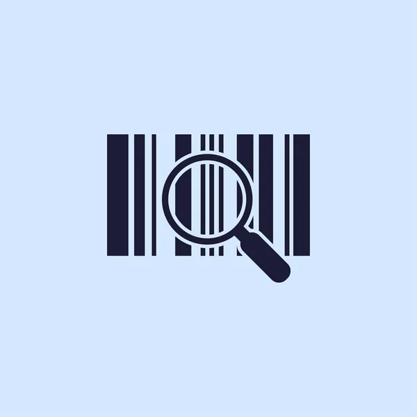 Icono de código de barras con lupa — Vector de stock