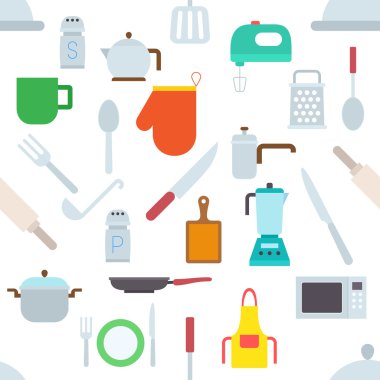 Mutfak öğeleri desen Etiketler vektör