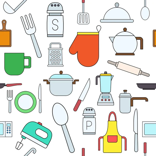 Articles de cuisine icônes motif coloré — Image vectorielle