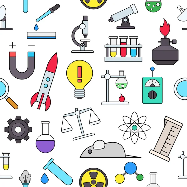 Ciencia iconos patrón colorido — Vector de stock